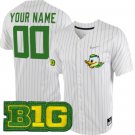 Custom Oregon Ducks Baseball White Silver Pinstripe Jersey All Stitched B1G Patch