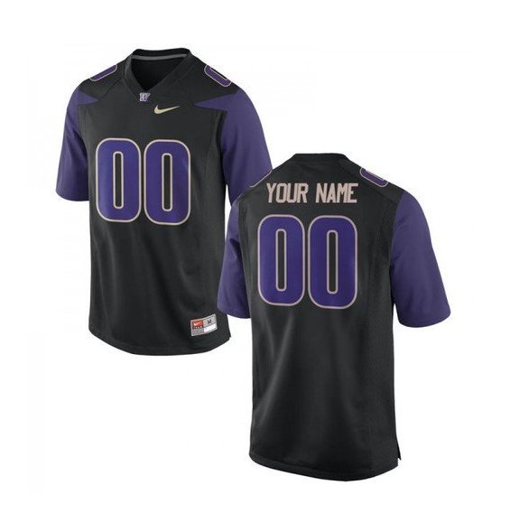 Custom Washington Huskies Jersey Name and Number NCAA College Football Black