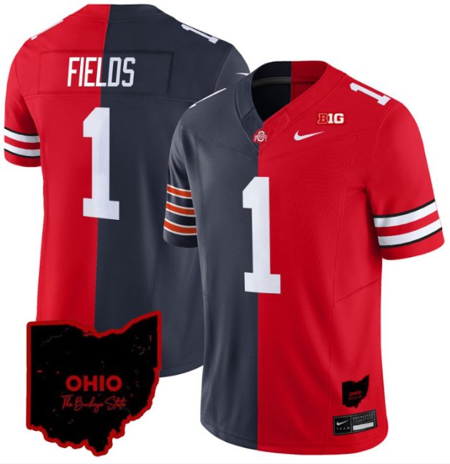 Justin Fields Jersey Bears #1 Ohio State Buckeyes Split Vapor Football Stitched