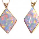 HUGE 21 CARATS SOLID NEON AUSSIE OPAL 14K GOLD NECKLACE