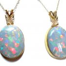 ASTONISHING 22 CARATS SEMIBLACK OPAL 14K GOLD PENDANT