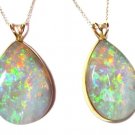 MASSIVE SOLID 43 CARATS AUSSIE OPAL 14K GOLD NECKLACE