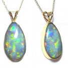 GIANT 20 CARATS AUSSIE BLACK OPAL 14K GOLD NECKLACE