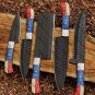 5pice Handmade High Steel 1095 Kitchen Chef Set wood Handle with Lethathe Rolbag