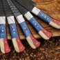 5pice Handmade High Steel 1095 Kitchen Chef Set wood Handle with Lethathe Rolbag