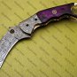Customized Handmade Damascuse Krambit Knife wood Handle with Lethathe Sheath