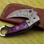 Customized Handmade Damascuse Krambit Knife wood Handle with Lethathe Sheath