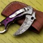 Customized Handmade Damascuse Krambit Knife wood Handle with Lethathe Sheath