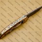 Handmade Damasuse Pocket Knife Ingravable Brass Handle with cow Leather Sheath