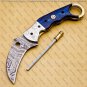 customized handmade damascuse krambit knife wood handle with lethathe sheath