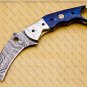customized handmade damascuse krambit knife wood handle with lethathe sheath