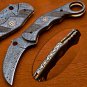customized handmade damascus karambit knife damascus handle with lethathe sheath