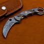 customized handmade damascus karambit knife damascus handle with lethathe sheath