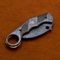 customized handmade damascus karambit knife damascus handle with lethathe sheath