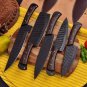 Customized Kitchen Knives carbon steel 5 pcs Chef Set With Leather Roll bag