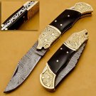 customized handmade damasuse pokit knife ingravable black mkarta handle
