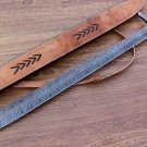 Custom Damascus Steel / Sword / Dagger / Celtic Sword 32" Long Blood GROOVED GLA
