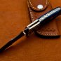 customized handmade damasus steel pokit knife wood handle with lethathe sheath