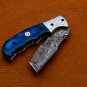 customized handmade damasus steel pokit knife wood handle with lethathe sheath