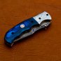 customized handmade damasus steel pokit knife wood handle with lethathe sheath