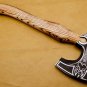 customized handmade high steel viking axe wood handle with lethathe sheath
