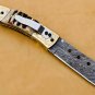 7'customized hand made Damascus Folding Knife stage handle with leather sheath