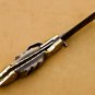 7'customized hand made Damascus Folding Knife stage handle with leather sheath