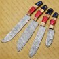 customized handmade Damascus Steel Kitchen Chef Knife Set With leather Rol Bag