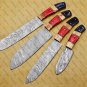 customized handmade Damascus Steel Kitchen Chef Knife Set With leather Rol Bag