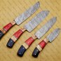 customized handmade Damascus Steel Kitchen Chef Knife Set With leather Rol Bag