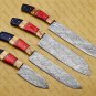 customized handmade Damascus Steel Kitchen Chef Knife Set With leather Rol Bag