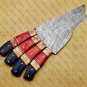 customized handmade Damascus Steel Kitchen Chef Knife Set With leather Rol Bag