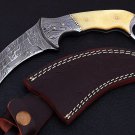 Noshr Whole  Damascus Steel Full Tang Hunting Knife With leather Sheath