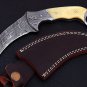 Noshr Whole Damascus Steel Full Tang Hunting Knife With leather Sheath