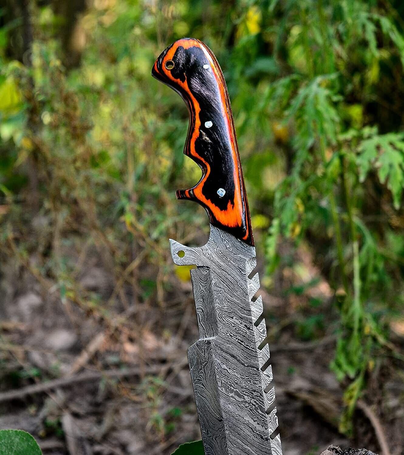 CUSTOM HANDMADE DEMASCUS STELL TRACKER KNIFE &acirc;�� TWO TONE DOLLAR SHEATH HANDLE