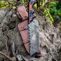 CUSTOM HANDMADE DEMASCUS STELL TRACKER KNIFE &acirc;�� TWO TONE DOLLAR SHEATH HANDLE