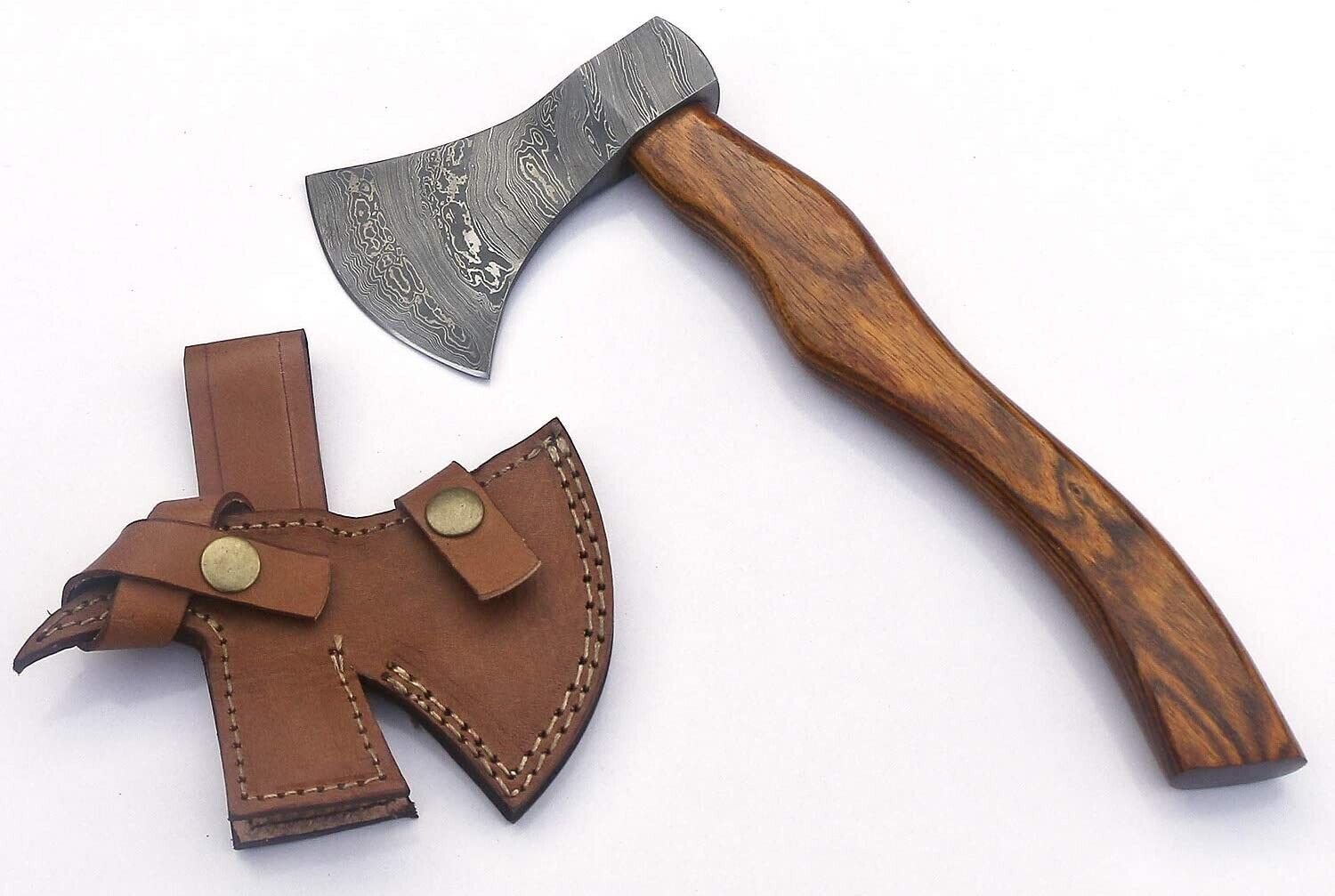 Handmade Damascus Steel Hunting Axe/Hatchet with Rose Wood Handl