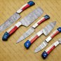 customized handmade damasuse kitchen knife set wood handle w lethathe roal bag