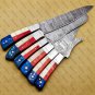 customized handmade damasuse kitchen knife set wood handle w lethathe roal bag