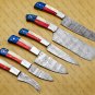 customized handmade damasuse kitchen knife set wood handle w lethathe roal bag