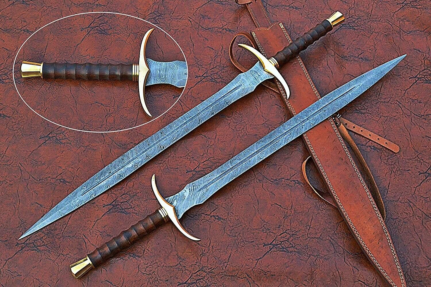32 inches Long Sting Sword, 22" Long Hand Forged Damascus Steel Double Edge Blad