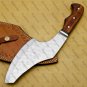 customized handmade damasuse bucher knife wood handle with lethathe sheath