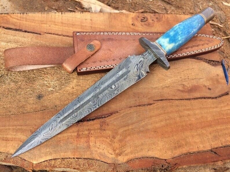 13 INCHES CUSTOM HAND MADE DAMASCUS STEEL HUNTING DAGGER KNIFE