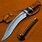 13" Handmade Damascus Steel fixed blade kukri Knife for Camping,Leather sheath