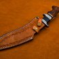 13" Handmade Damascus Steel fixed blade kukri Knife for Camping,Leather sheath