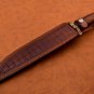 Handmade Damascus Steel Hunting Knife Rose Wood Brass handle With leather cover
