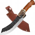 Handmad Butcher Knife Forged in Fire Knives Outdoor Camping With  leather cover