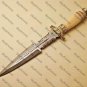 11"Customized Handmade Damascuse Dagger Knife Bone Handle with Lethathe Sheath