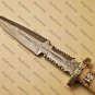 11"Customized Handmade Damascuse Dagger Knife Bone Handle with Lethathe Sheath