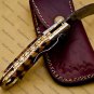 7"Customized Handmade Damascuse Karambit Knife wood Handle with Lethathe Sheath